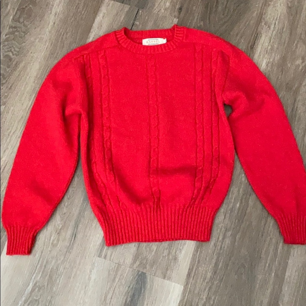 Vintage 1980’s Red Cable Knit Sweater, Size XL